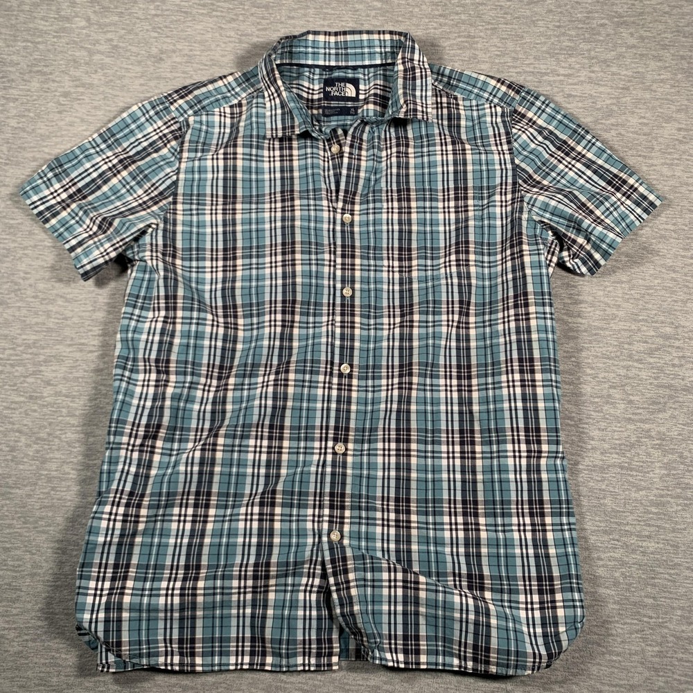 North Face Shirt Mens Extra‎ Large Plaid Short Sleeve Button Up Outdoor Hiking